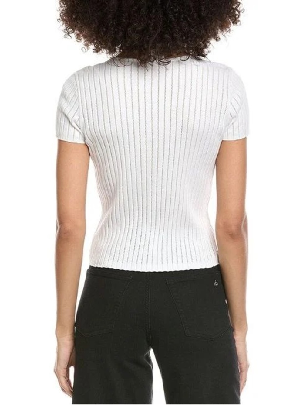 Bella Dahl Bella‎ Cap Sleeve Cashmere Blend Henley Top Size Medium NWT White - Picture 2 of 11